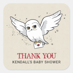 Sticker Carré Harry Potter   Hedwig Baby shower Carré Merci