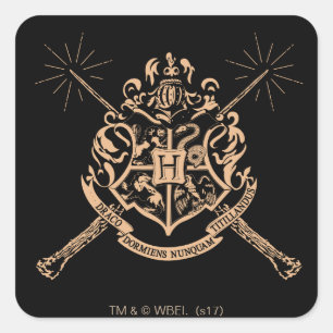 Sticker Carré Harry Potter Hogwarts Crossed Wands Crest