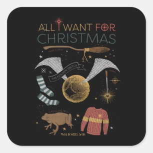 Sticker Carré HARRY POTTER™ Tout ce que je veux pour Noël
