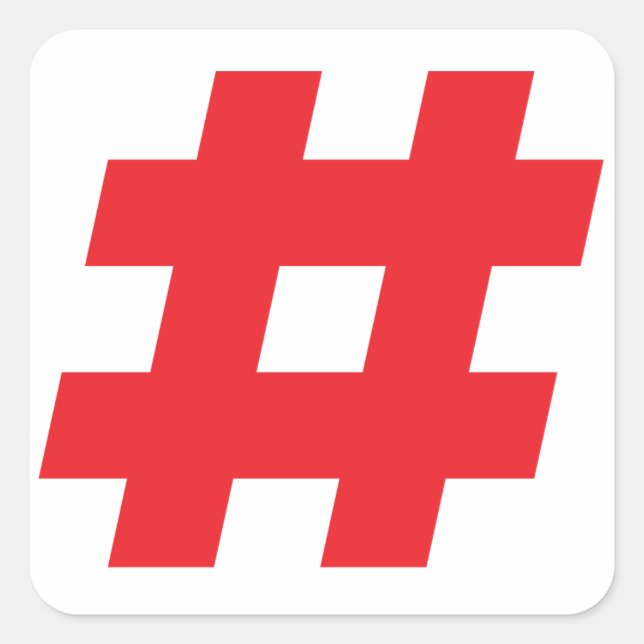 Sticker Carré # - hashtag rouge ou signe numérique (Devant)