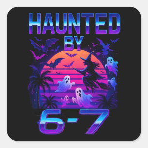 Sticker Carré Haunted par 67 Funny Halloween Meme
