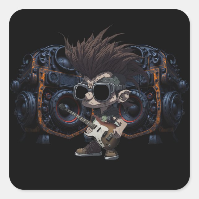 Sticker Carré Haut-parleurs de guitare de carton Grunge Punk Roc (Devant)