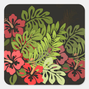 Sticker Carré Hawaii Aloha Flower Art Print