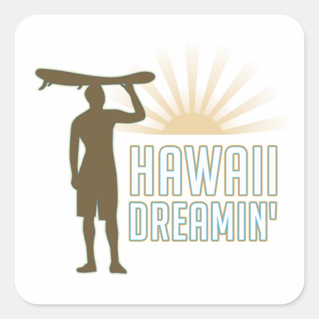 Sticker Carré Hawaii Dreaming (Devant)