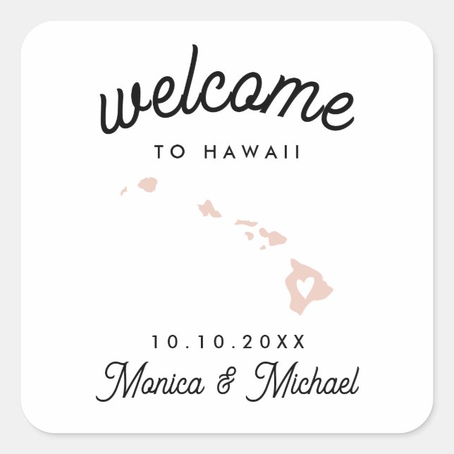 Sticker Carré HAWAII State Destination Mariage N'IMPORTE QUELLE  (Devant)