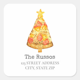 Sticker Carré Hawaiian Pizza Slice Christmas Tree Adresse