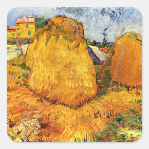 Sticker Carré Haystacks en Provence par Vincent van Gogh