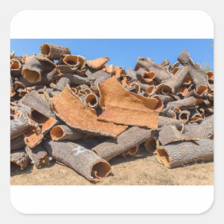 Sticker Carré Heap of cork tree bark as raw materials.JPG