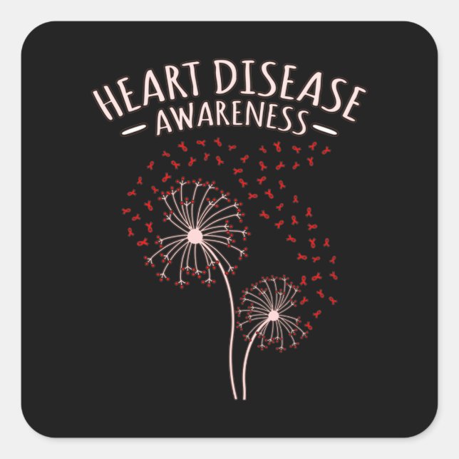 Sticker Carré Heart Disease Awareness Trees Survivor Patient Gra (Devant)