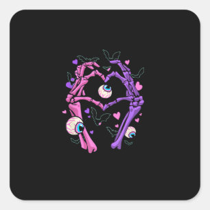 Sticker Carré Heart Skeleton Mains - Halloween Pastel Goth Eyeba