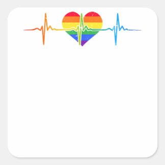 Sticker Carré Heartbeat Gay LGBTQ Heartbeat Lovely Pride Lesbian