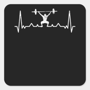 Sticker Carré Heartbeat Powerlifting Disant Gift Retro