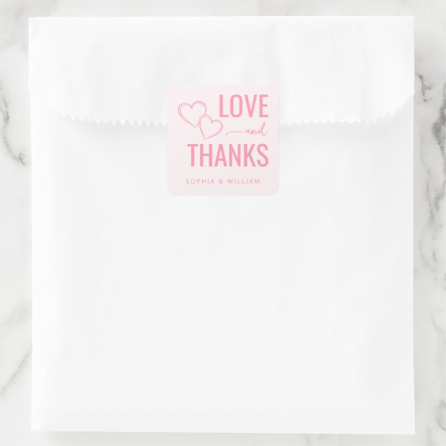 Sticker Carré Heartfelt Pink Love Thanks (Sac)