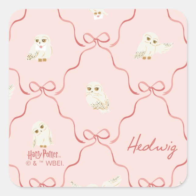 Sticker Carré Hedwig Pink Ribbon Pattern (Devant)