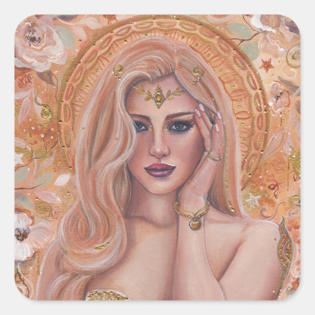 Sticker Carré Helen of Troy golden art par Renee Lavoie (Devant)