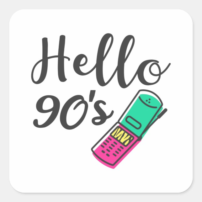 Sticker Carré Hello 90s Cellphone (Devant)