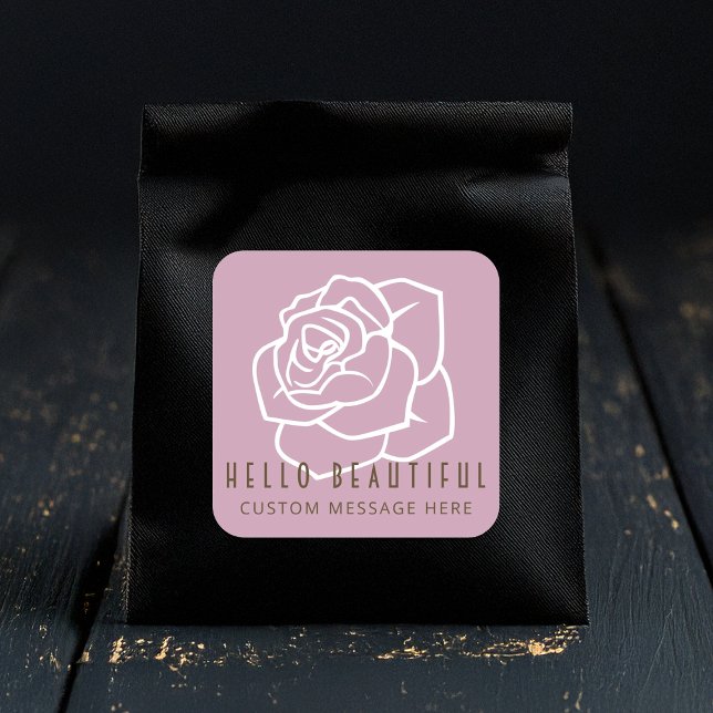 Sticker Carré Hello Beautity - Moderne rose rose rétro (Créateur téléchargé)