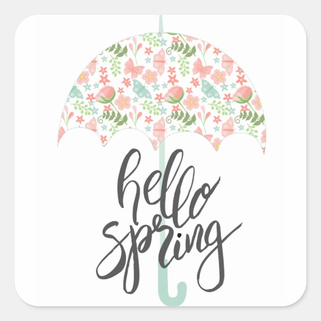 Sticker Carré Hello Spring (Devant)