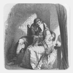 Sticker Carré Heloise et Abelard s'embrasser