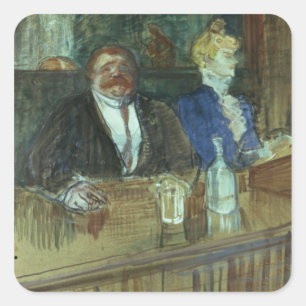 Sticker Carré Henri de Toulouse-Lautrec   Dans le bar : Le Gras 