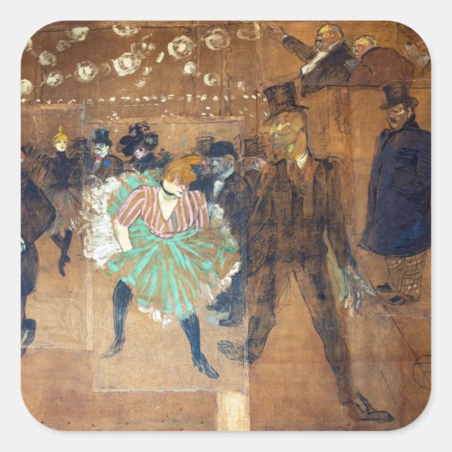 Sticker Carré Henri de Toulouse-Lautrec - Danse à la Rouge (Devant)