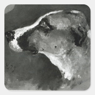 Sticker Carré Henri de Toulouse-Lautrec   Tête d'un chien avec S