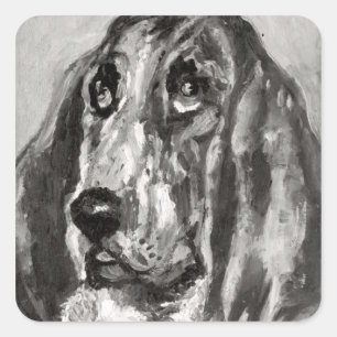 Sticker Carré Henri de Toulouse-Lautrec   Tête d'un chien couran