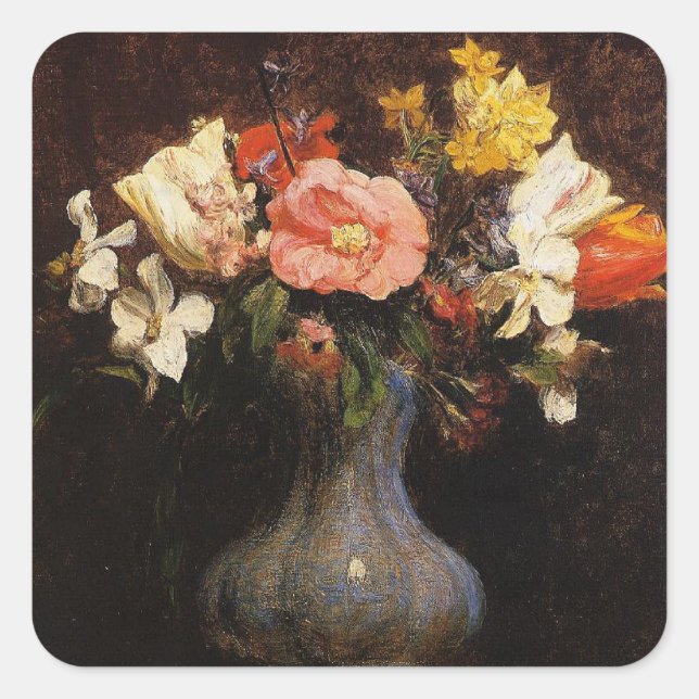 Sticker Carré Henri Fantin-Latour, Fleurs, Camelias, Tulipes (Devant)