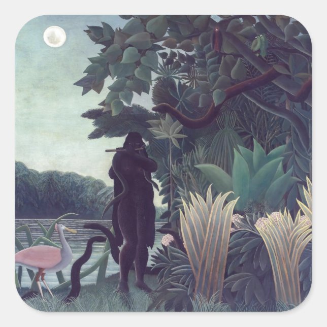 Sticker Carré Henri Rousseau - Le Charmeur Des Serpents (Devant)