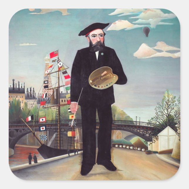 Sticker Carré Henri Rousseau - Mon portrait-Paysage (Devant)
