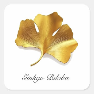 Sticker Carré Herbal Life, Golden Ginkgo Biloba personnalisable