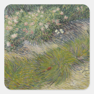 Sticker Carré Herbes et papillons par Vincent van Gogh