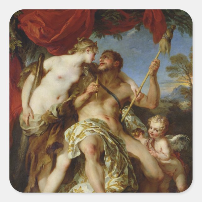 Sticker Carré Hercules et Omphale, 1724 (Devant)