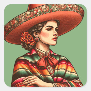 Sticker Carré Héritage hispanique Latinx Sarape Party Favoriser