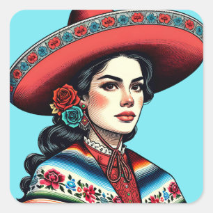Sticker Carré Héritage hispanique Latinx Sarape Party Favoriser