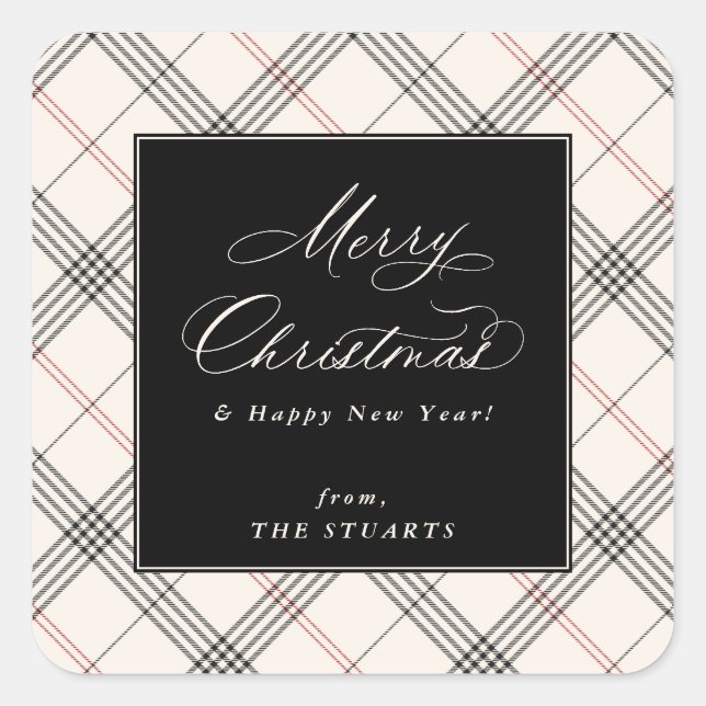 Sticker Carré HERITAGE | Neutral Tartan Christmas (Devant)