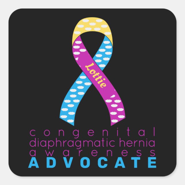 Sticker Carré Hernia Advocate de diaphragme congénital Noir (Devant)