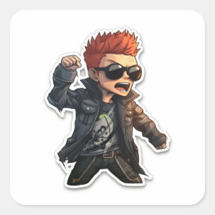Sticker Carré Héros d'Anime