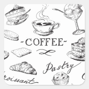 Sticker Carré Heure pour le café