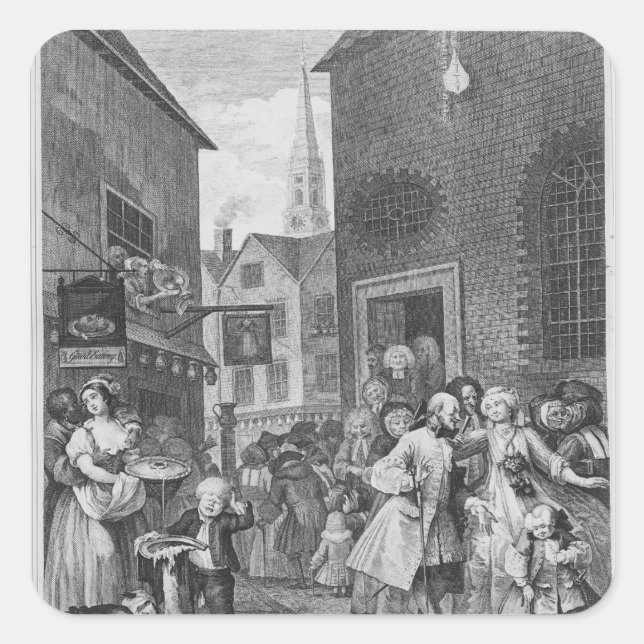 Sticker Carré Heures du jour, midi, 1738 (Devant)