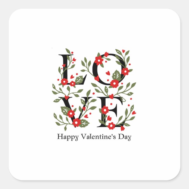Sticker Carré Heureuse Sainte-Valentin 2023 - Images d'amour élé (Devant)
