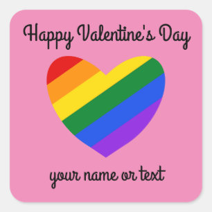 Sticker Carré Heureuse Sainte-Valentin Coeur arc-en-ciel #1 Stic