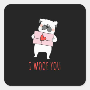Sticker Carré Heureuse Sainte-Valentin - Drôle Chien Valentine C