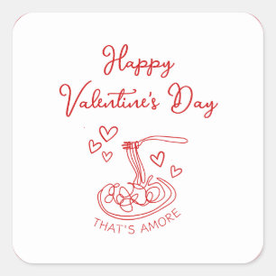 Sticker Carré Heureuse Sainte-Valentin simple qui est plus rouge