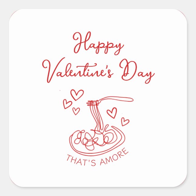 Sticker Carré Heureuse Sainte-Valentin simple qui est plus rouge (Devant)
