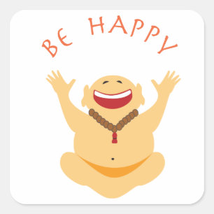 Sticker Carré Heureux Bouddha riant