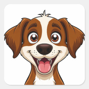 Sticker Carré Heureux chiot pour les amoureux de chiens et les p