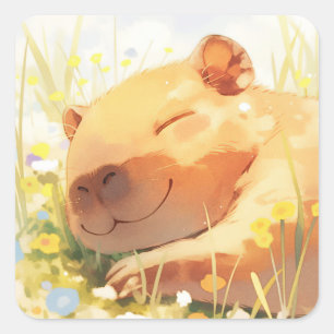 Sticker Carré Heureux comme un Capybara
