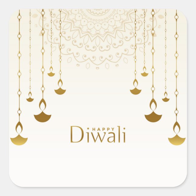 Sticker Carré Heureux Diwali (Devant)