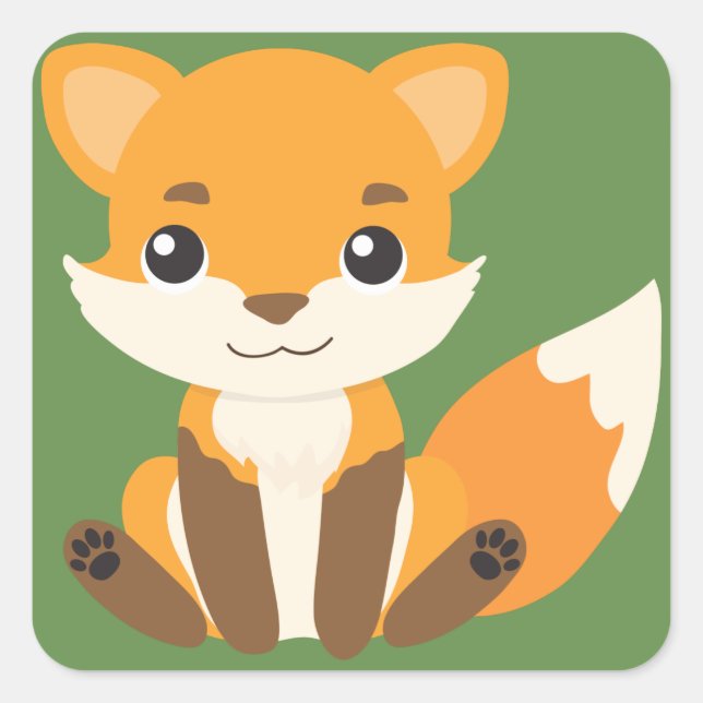 Sticker Carré Heureux Fox (Devant)